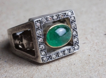 HD Custom jewelery anello teschio smeraldo07