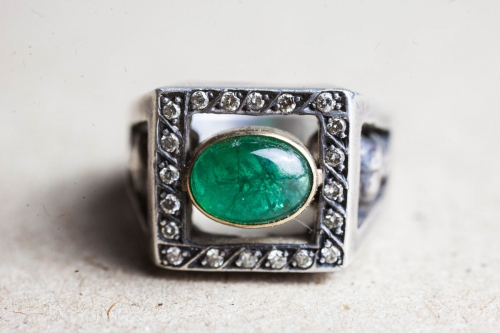 HD Custom jewelery anello teschio smeraldo09